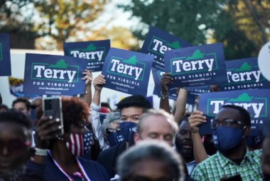 Supporters of former Virginia Gov. Terry McAuliffe (D) gather ahead of a rally with Vice President Kamala Harris in Prince William County on Oct. 21, 2021. Photo courtesy of the McAuliffe campaign.