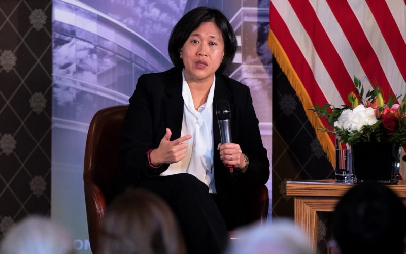 U.S. Trade Ambassador Katherine Tai delivers a keynote address at the Graduate Institute of International and Development Studies on Oct. 14, 2021. Photo courtesy of the U.S. Mission in Geneva via Flickr.
