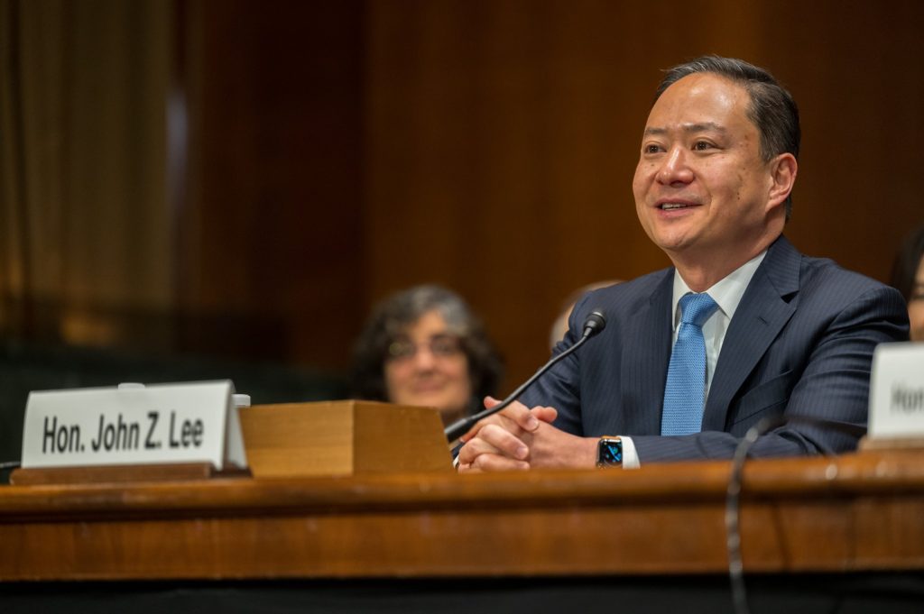 
Judge John Lee appears before the Senate Judiciary Committee. Photo courtesy of the Office of Senate Majority Leader Chuck Schumer (D-New York) via Twitter.