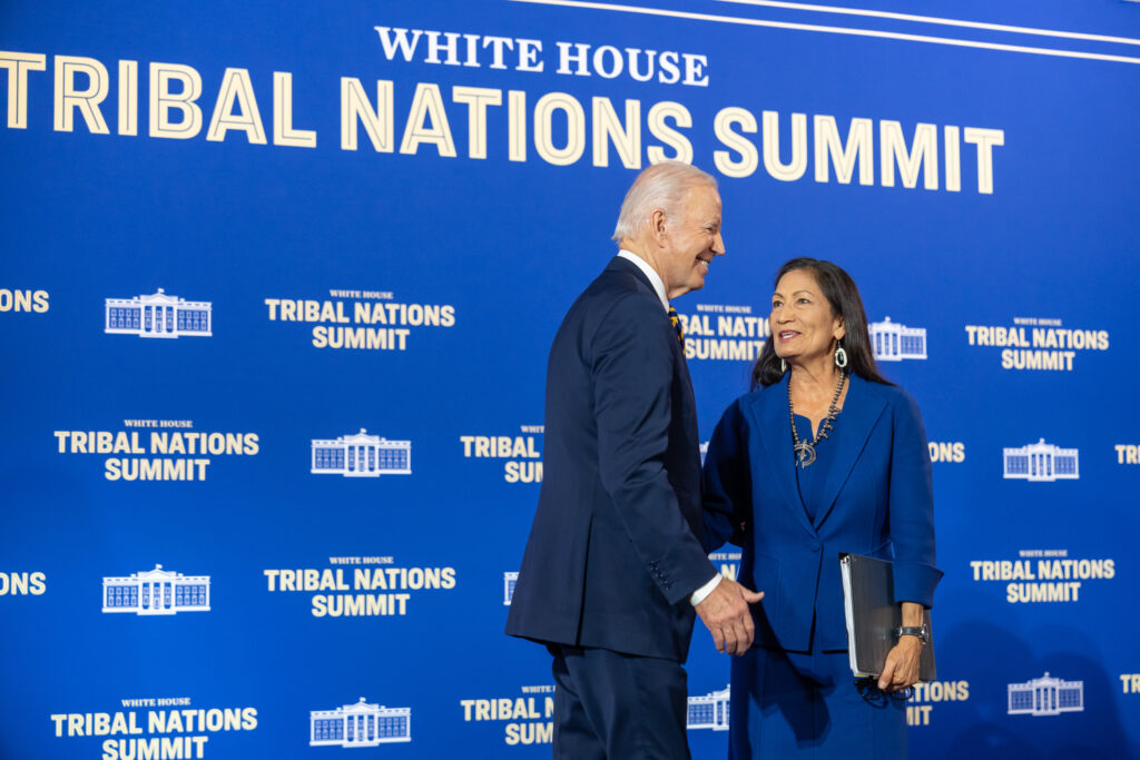 President Joe Biden and Interior Secretary Deb Haaland at the White House Tribal Nations Summit on Nov. 30, 2022. Photo courtesy of the White House.