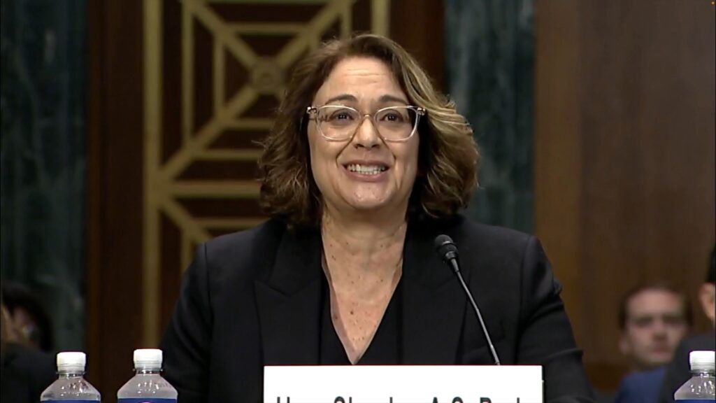 Photo of Shanlyn Park speaking at her confirmation hearing before the Senate