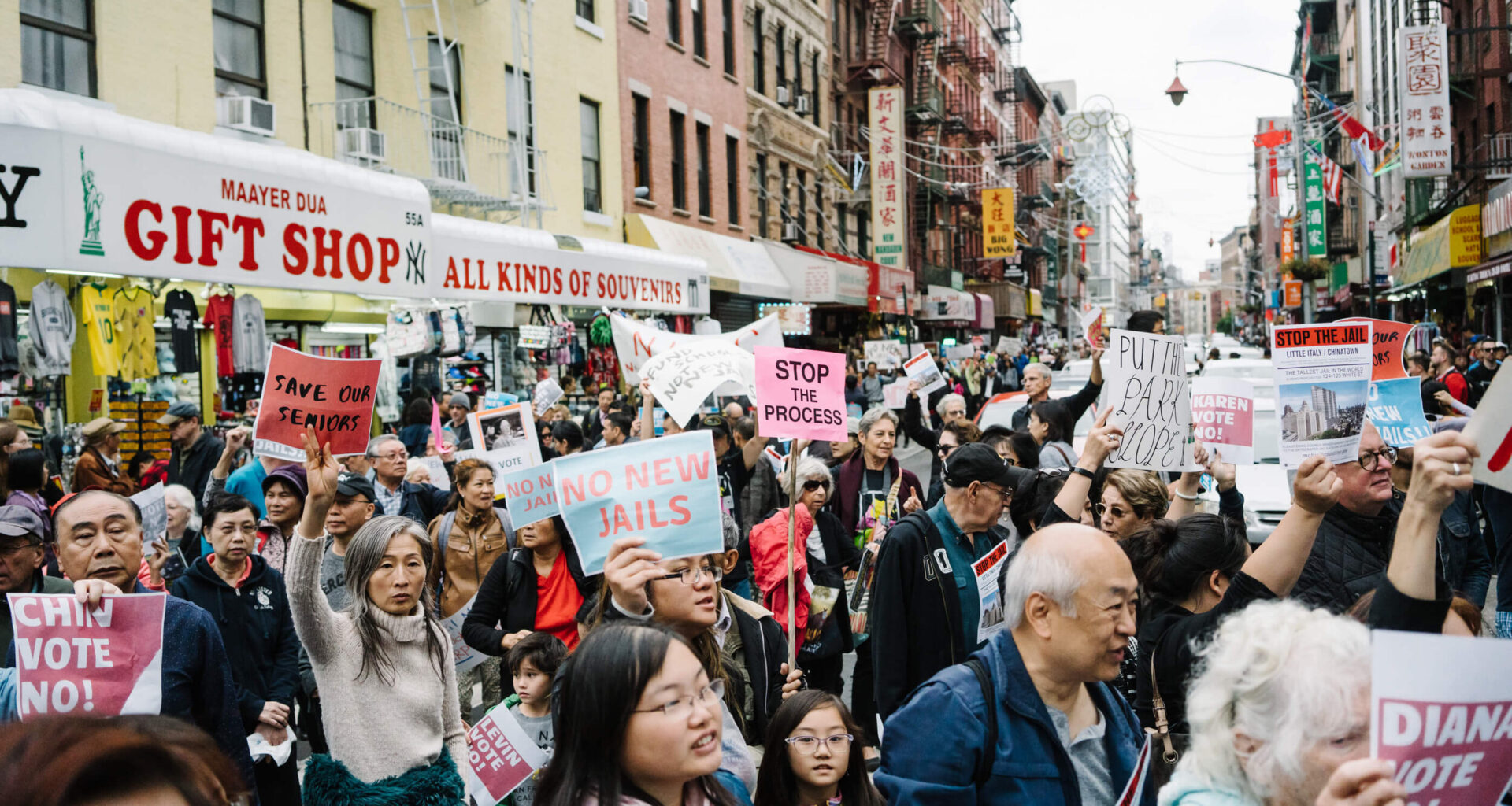 Photo of residents of Chinatown protesting