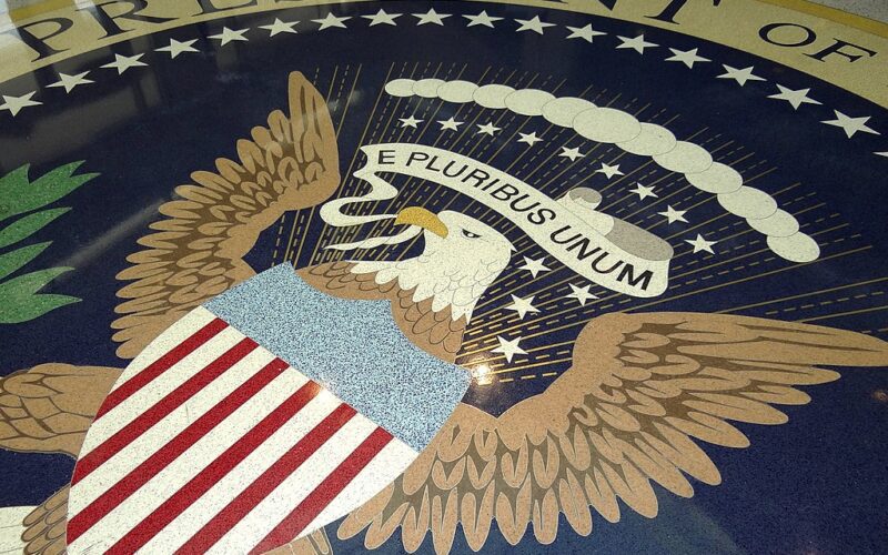 Photo of the presidential seal as displayed on the ground floor. It represents the foreign policy actions perpetrated against AAPIs throughout history that led to specific traumas and mental health concerns.