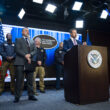 Secretary of Homeland Security Markwayne Mullin conducts a press conference regarding U.S. Immigration and Customs Enforcement activities in New York City at Immigration and Customs Enforcement headquarters in Washington, D.C., Oct. 9, 2026. Photo: U.S. Department of Homeland Security