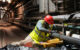 A contractor applies a protective coating of paint to a pipe inside the Red Hill Bulk Fuel Storage Facility in Honolulu, Aug. 14, 2026. Photo: U.S. Navy